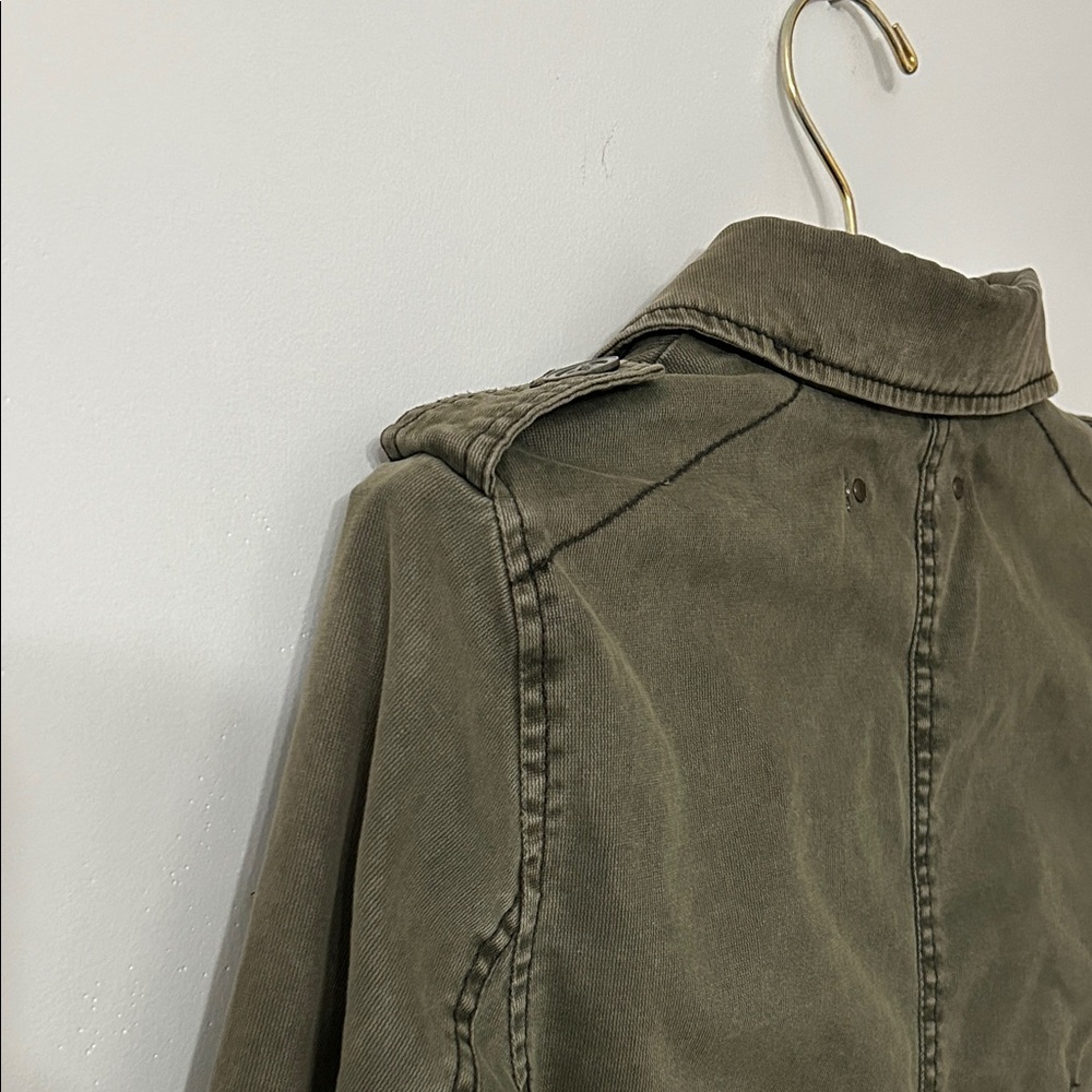 Heihei Anthropologie Jacket Women's 2 Olive Green Utility Cropped Military Style - Picture 7 of 15